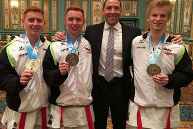 Das Kata Team (Buchinger Christoph, Buchinger Lukas, Forster Vincent) bei den US Open 2016